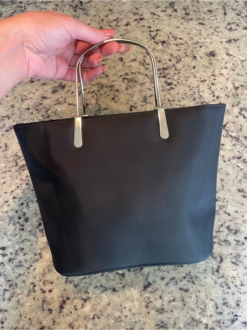 Pristine Y2K vintage Black Tote Handbag with Silver Handles